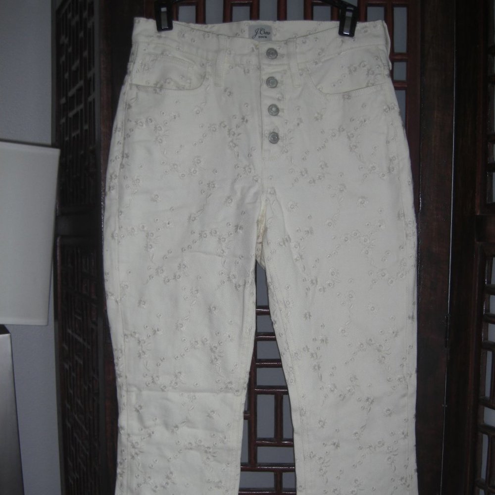 NEW J. Crew Billie Demi Boot Crop Eyelet Jeans